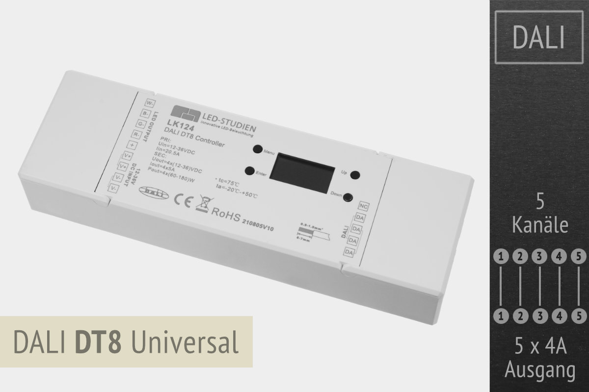 DALI-LED-Controller DT8 Universal | OLED-Display | 4x4A