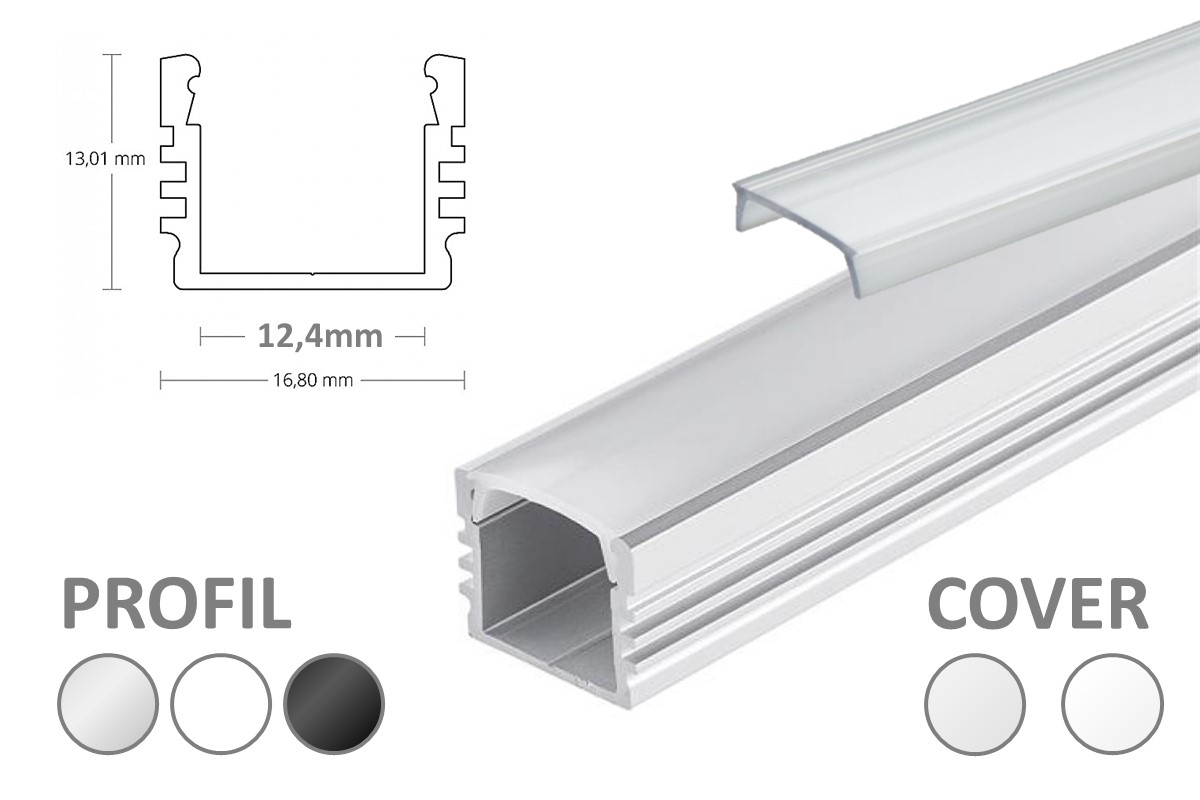 Oberflächenprofil Aluminiumprofil Aluprofil Leiste P4 Farben LED Streifen Band 