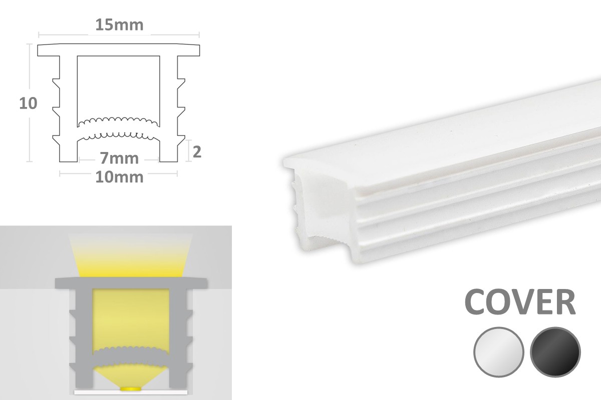 5m silicone insert cover 10x10mm - White opal