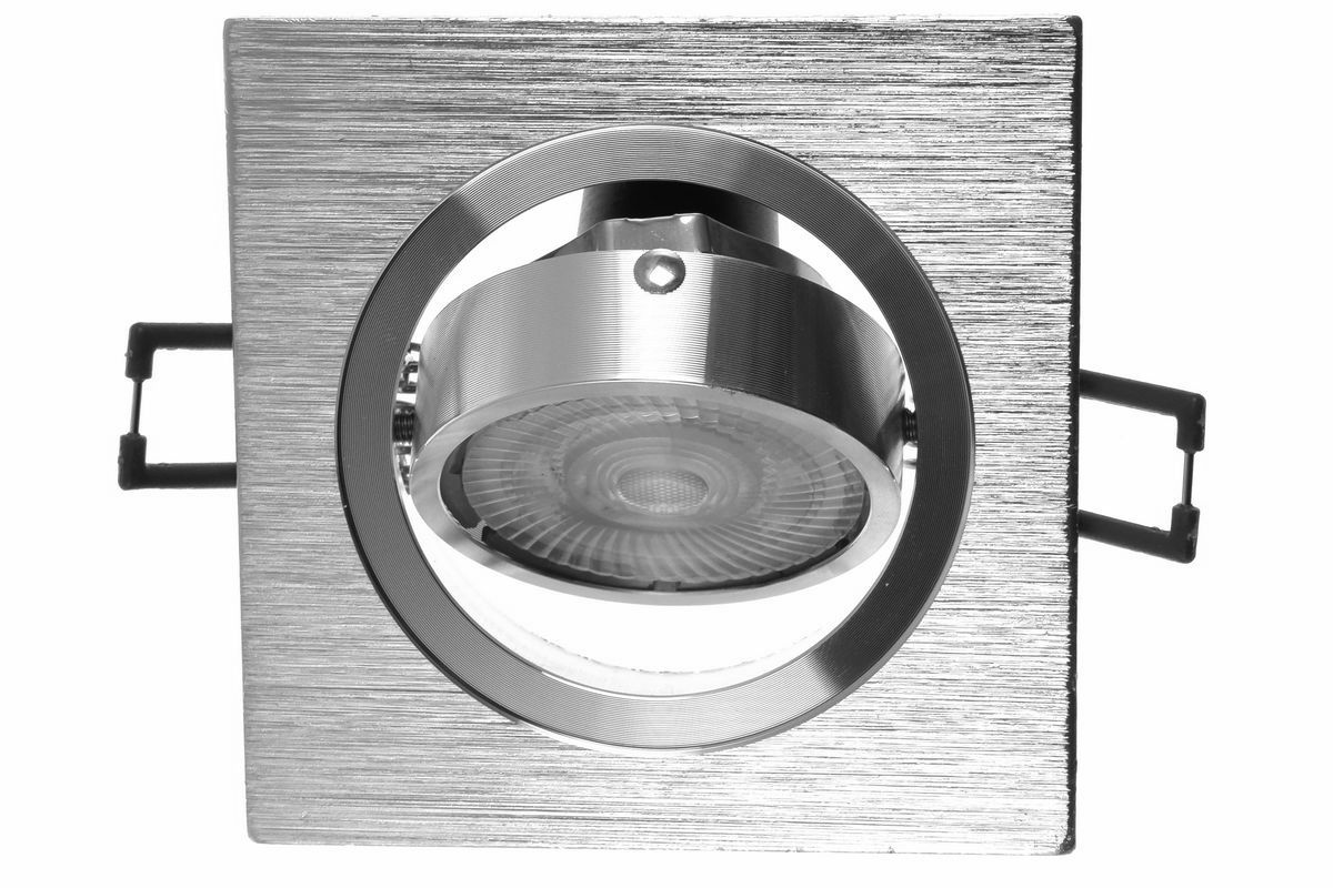 Recessed housing MR16 brushed aluminium, square