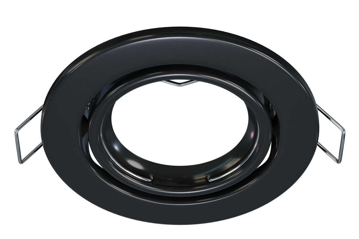 Einbaugehäuse MR16 Stahl, glänzend schwarz, rund