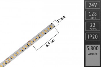 LED-Streifen 2835 - WW 3000K - 3.800lm/m - 24V