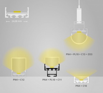 2m LED-Aufsatz-Profil PN4 breit (für 2 parallele LED-Streifen)