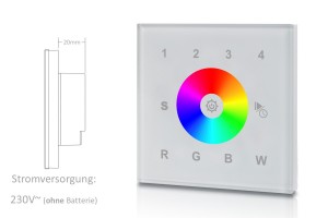 RGBW Touch-Wandsteuerung - 4 Zonen - weiß