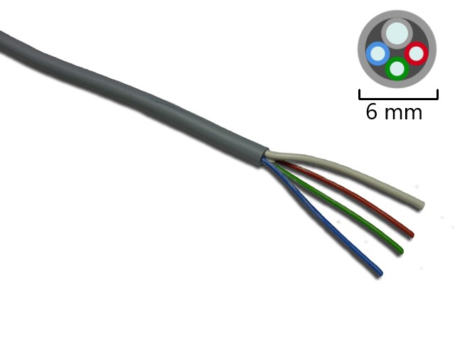 RGB-Kabel 3x0,5mm², 1x 1,5mm² - grau