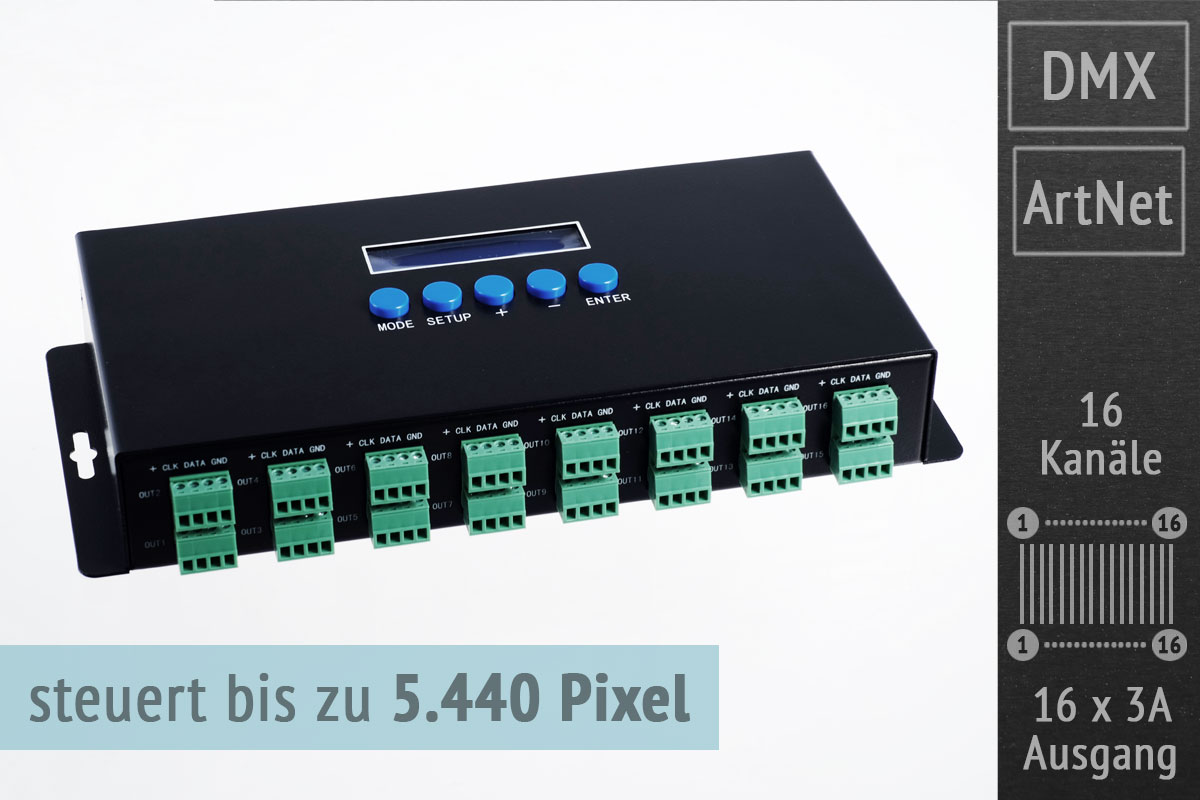 Artnet LED Pixel-Controller für bis zu 5.440 Pixel-LK63